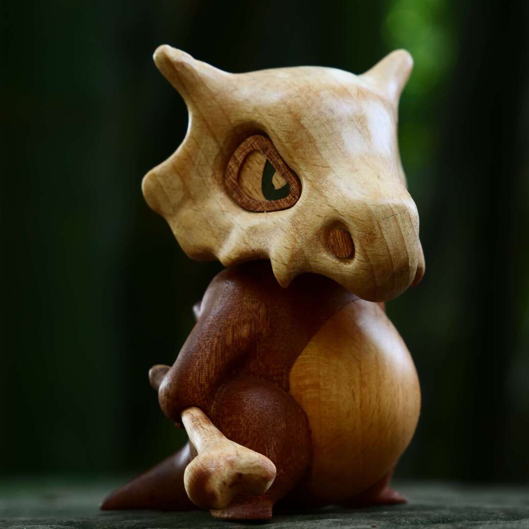 Wooden Cubone Figurine