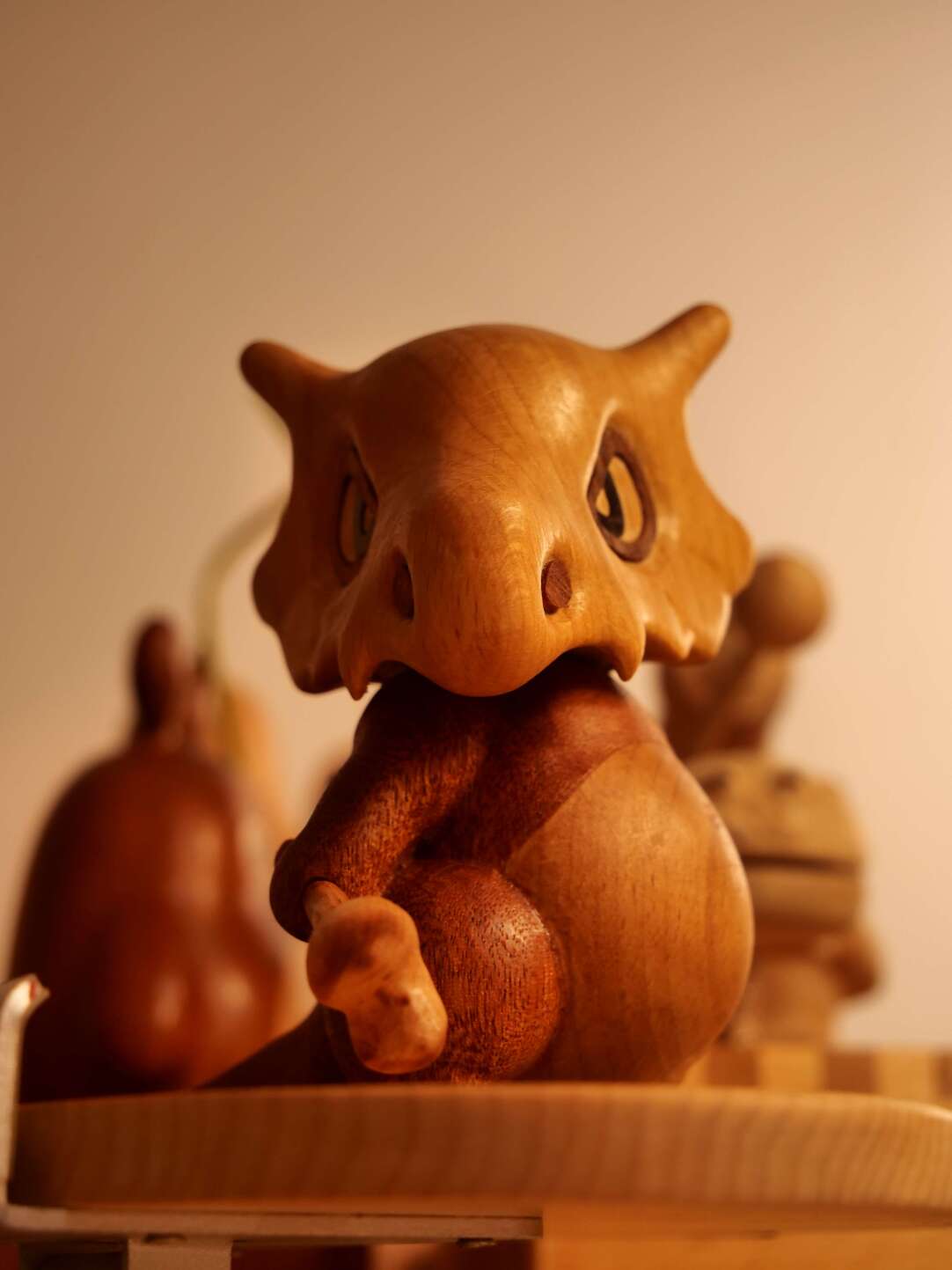 Wooden Cubone Figurine