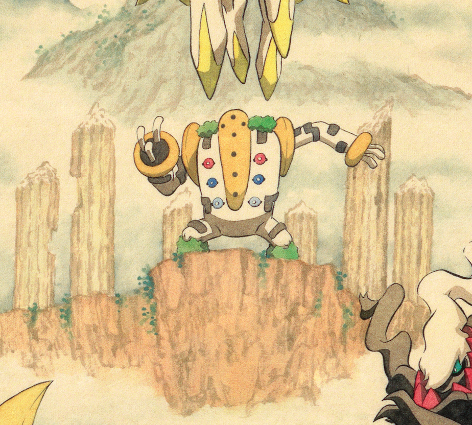 Celestial Genesis – A Sinnoh Myth Scroll  (27×27cm High-Detail Print)