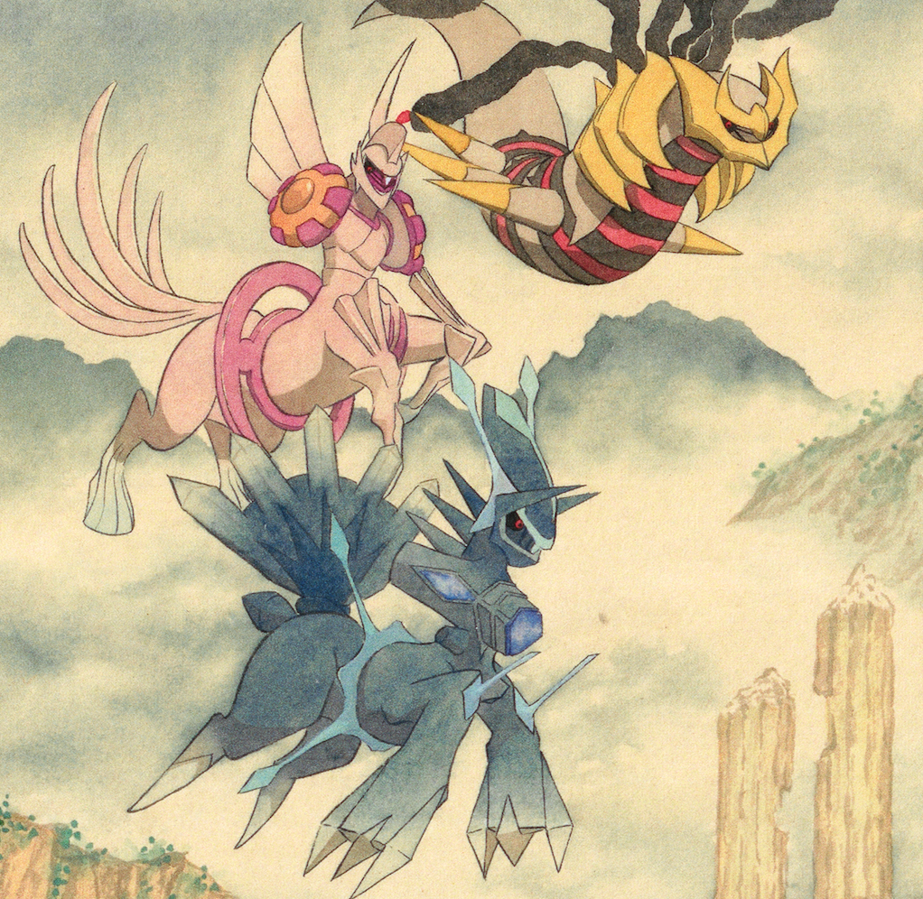 Celestial Genesis – A Sinnoh Myth Scroll  (27×27cm High-Detail Print)