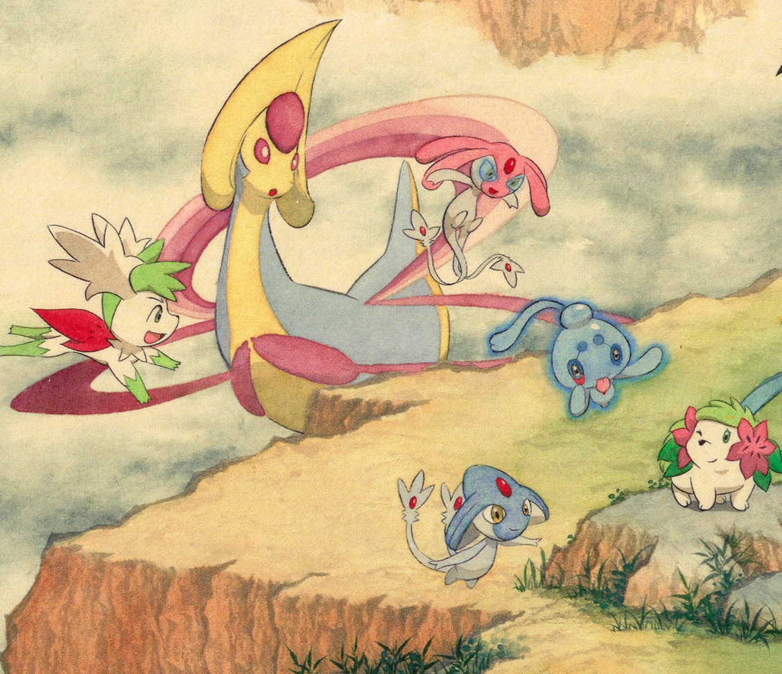 Celestial Genesis – A Sinnoh Myth Scroll  (27×27cm High-Detail Print)