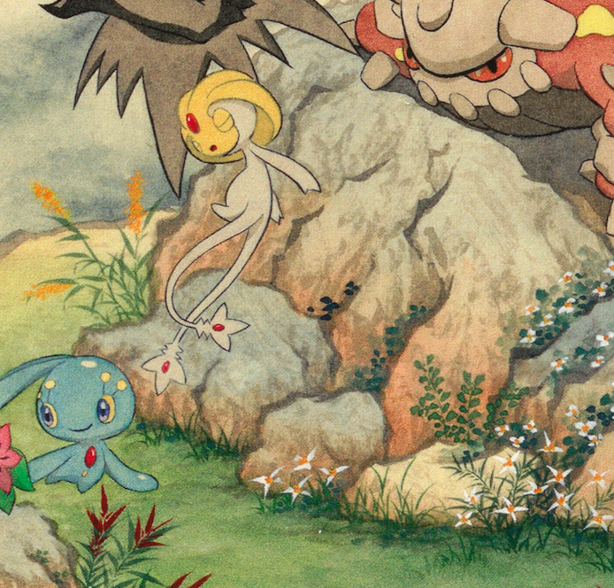 Celestial Genesis – A Sinnoh Myth Scroll  (27×27cm High-Detail Print)