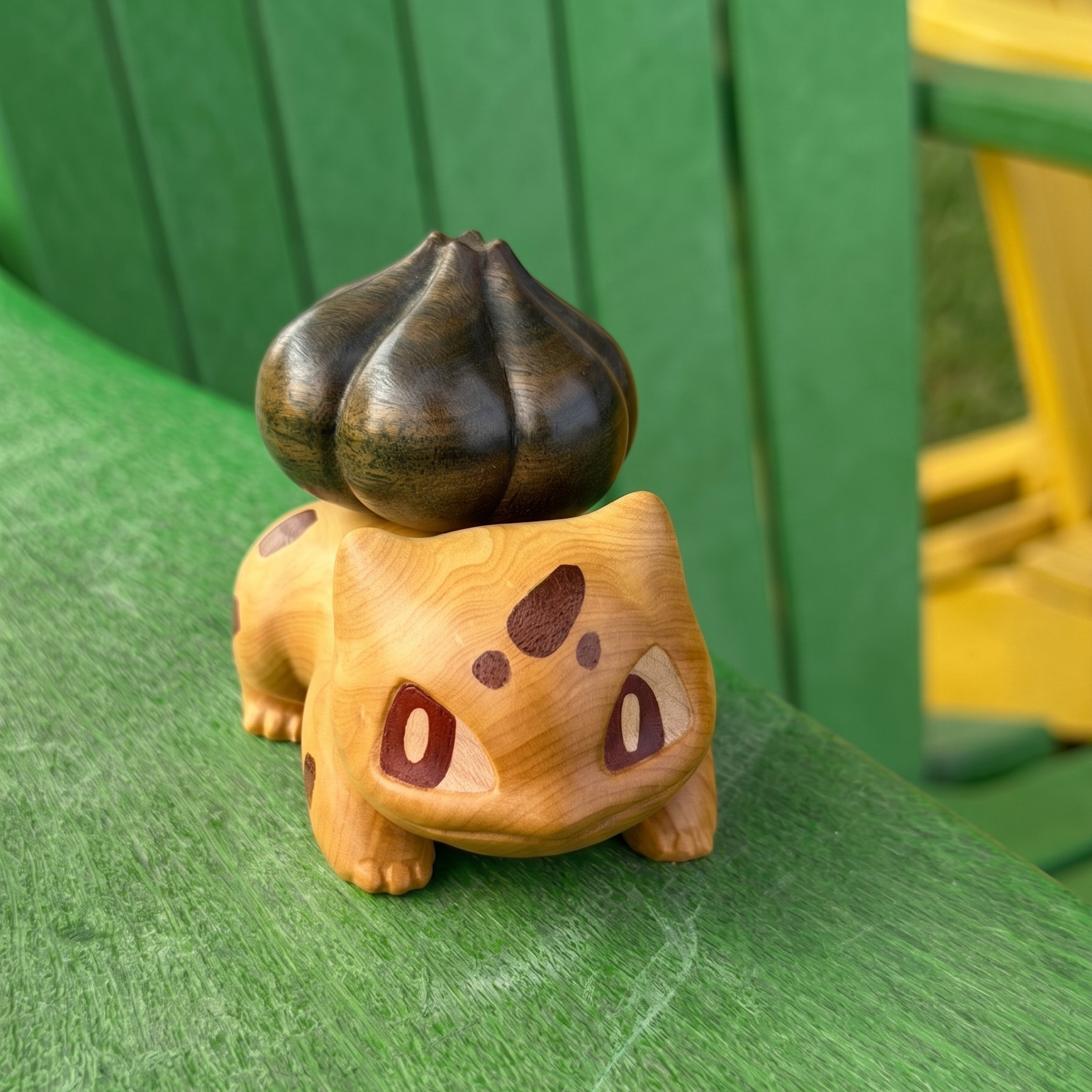 Wooden Bulbasaur Figurine