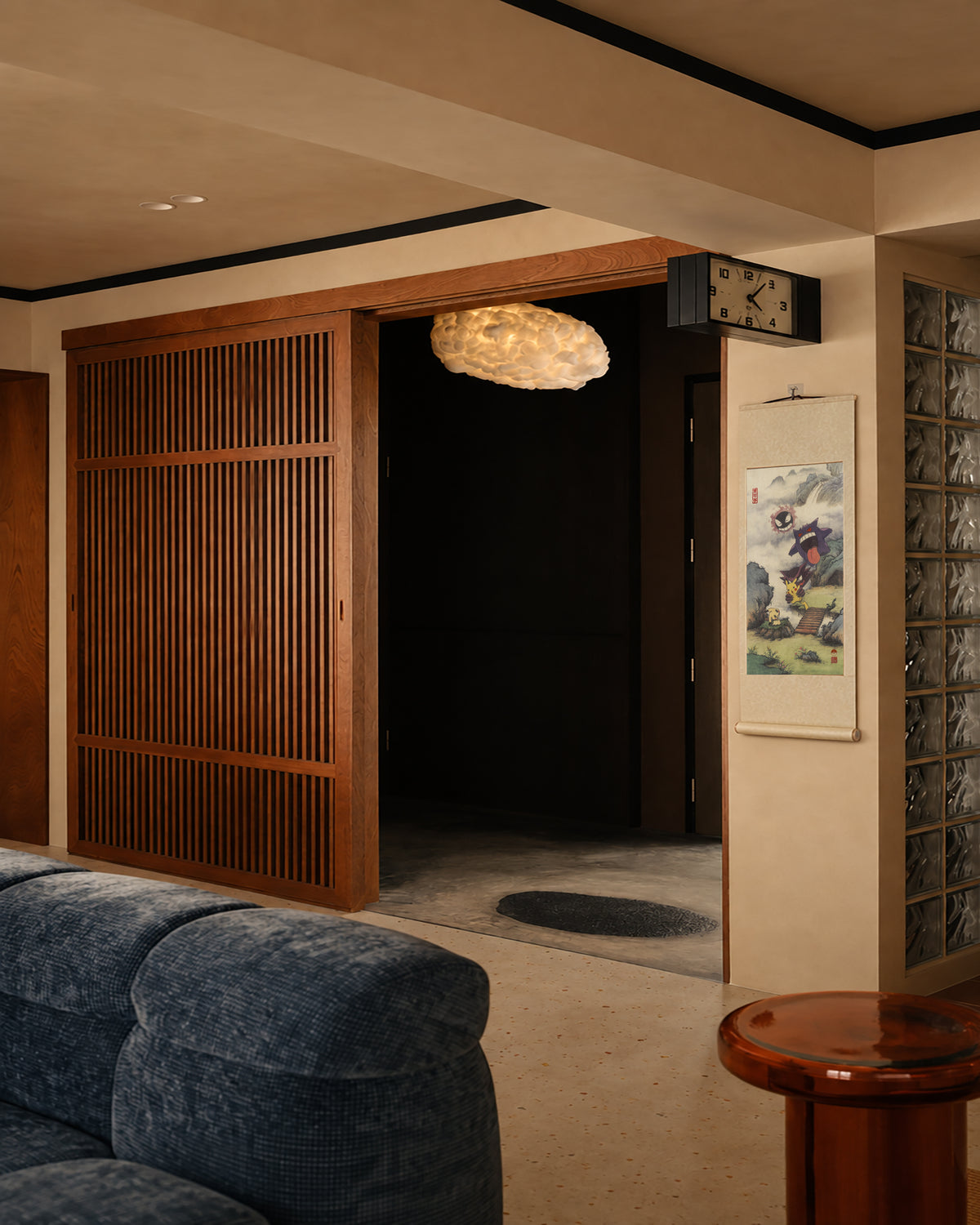 Paint No.17 — hanging scroll, angled room view